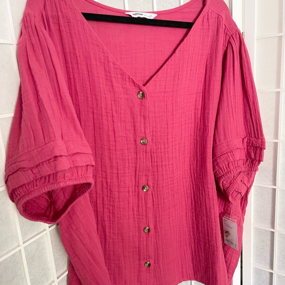 Crinkle Cotton, Rose Color, Comfortable Leisure Summer Top , Sonoma 3x NEW